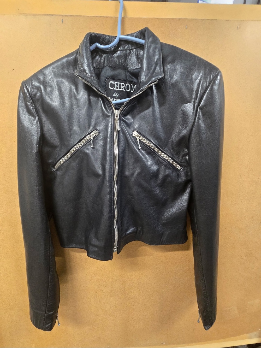 CHROME Black Leather Zip-Front Women's Jacket